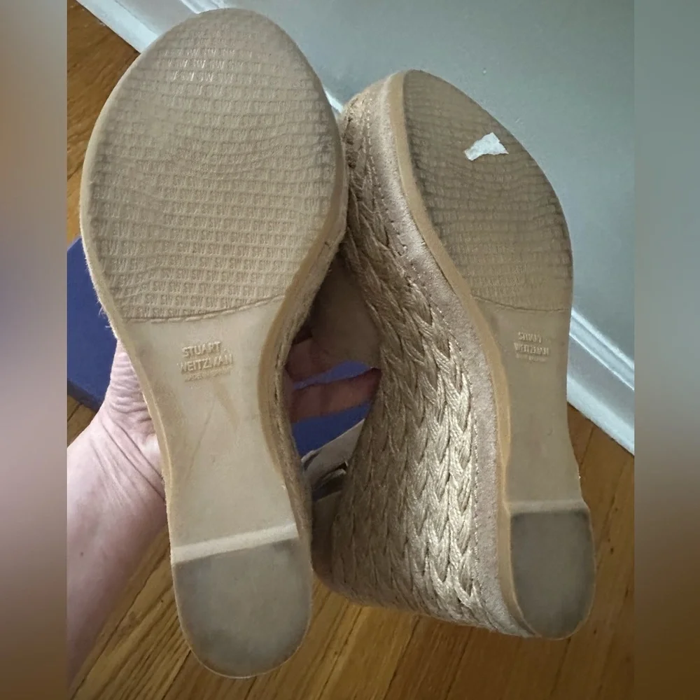 Stuart Weitzman SOHO JUTE , tan  Espadrille Wedge Sandals , size 8 - Picture 4 of 7